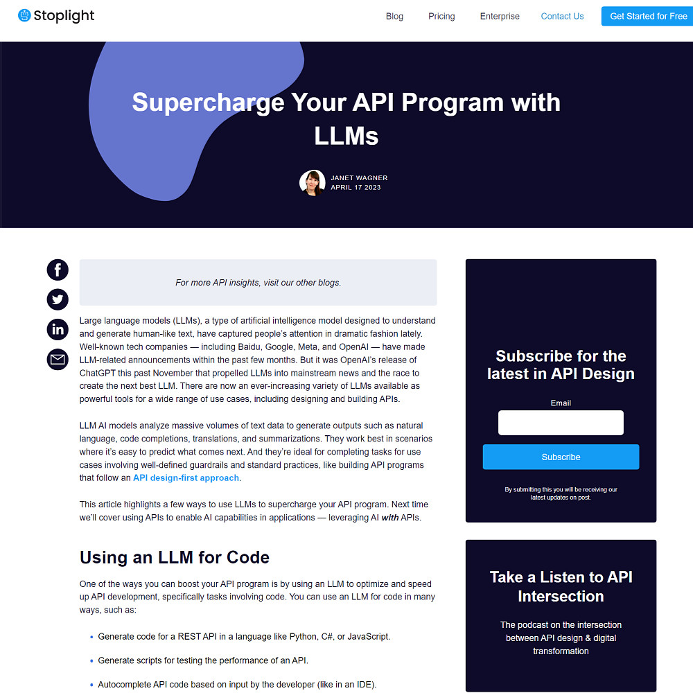 Supercharge Your API Program with LLMs